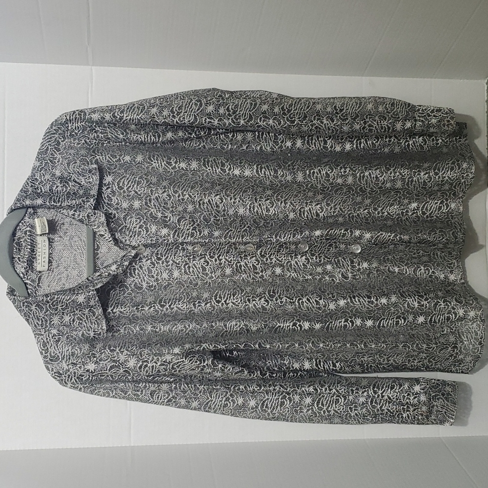 Silver lace long sleeve blouse